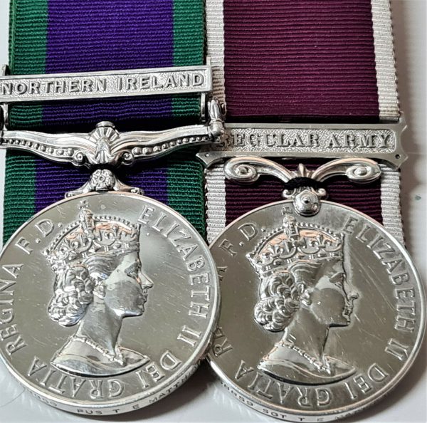 POST WW2 BRITISH GENERAL SERVICE MEDAL NORTHERN IRELAND & LONG SERVICE MATTHEWS