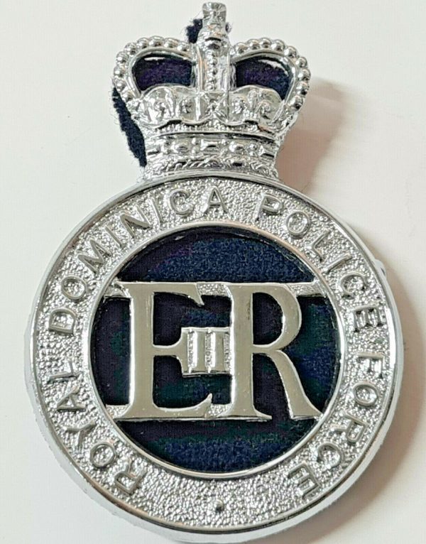 POST WW2 ERA OBSOLETE ROYAL DOMINICA POLICE FORCE UNIFORM CAP BADGE 1970'S