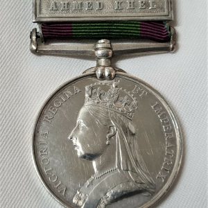 PRE WW1 BRITISH ARMY AFGHANISTAN MEDAL AHMED KHEL 1035 PRIVATE WOODMAN 59TH FOOT EAST LANCASHIRE REGIMENT