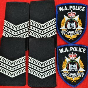 VINTAGE 1980'S WESTERN AUSTRALIAN POLICE UNIFORM PATCHES & RANK BADGES