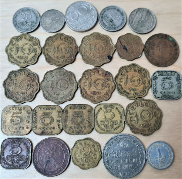 VINTAGE CEYLON SRI LANKA KING EDWARD WW1 WW2 & LATER ERA COIN CURRENCY LOT