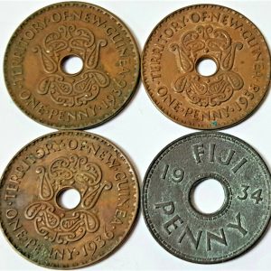 VINTAGE NEW GUINEA & FIJI 1930'S ERA COIN CURRENCY LOT 4