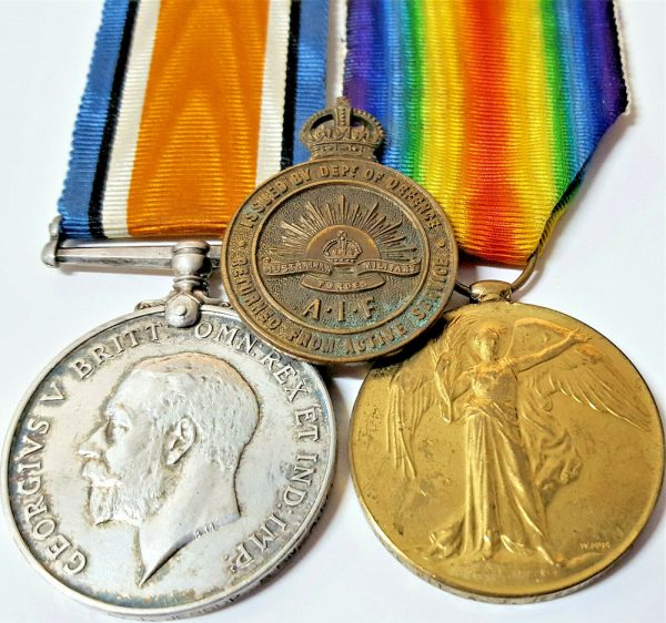WW1 AUSTRALIAN MEDAL PAIR RETURN FROM ACTIVE SERVICE BADGE JESSUP 8TH BATTALION