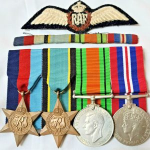 WW2 BRITISH ROYAL AIR FORCE MEDAL GROUP RIBBON BAR & PILOTS WING BADGE RAF