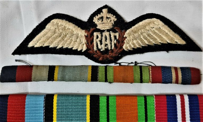 WW2 BRITISH ROYAL AIR FORCE MEDAL GROUP RIBBON BAR & PILOTS WING BADGE RAF - Image 5