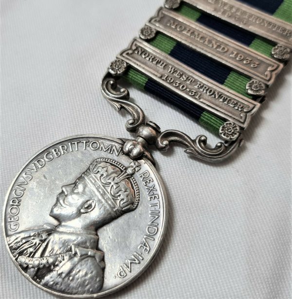 3 CLASP INDIA GENERAL SERVICE MEDAL NORTH WEST FRONTIER MOHMAND 1933