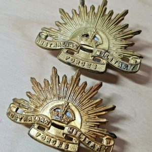 KOREAN WAR AUSTRALIAN ANZAC +WW2 RISING SUN UNIFORM COLLAR BADGES MEDAL