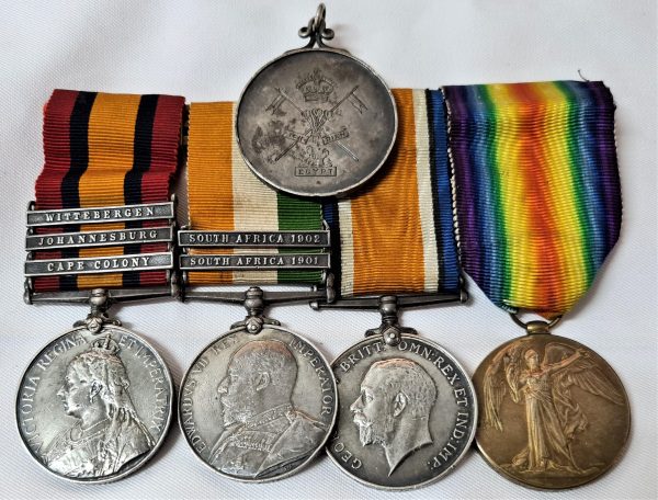 QUEENS KINGS SOUTH AFRICA & WW1 MEDALS GROUP 4587 SGT W AXTELL 12TH LANCERS ASC