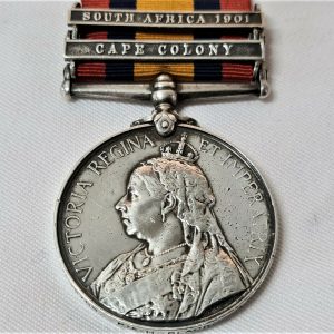 QUEEN'S SOUTH AFRICA BOER WAR MEDAL 16759 BLACK ASC SERVED WW1 DISCHARGING 1923