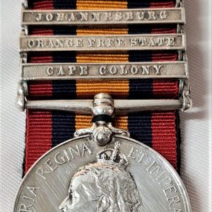 QUEENS SOUTH AFRICA MEDAL 3017 W E CROGHAN 6th INNISKILLING DRAGOONS SERVED WW1