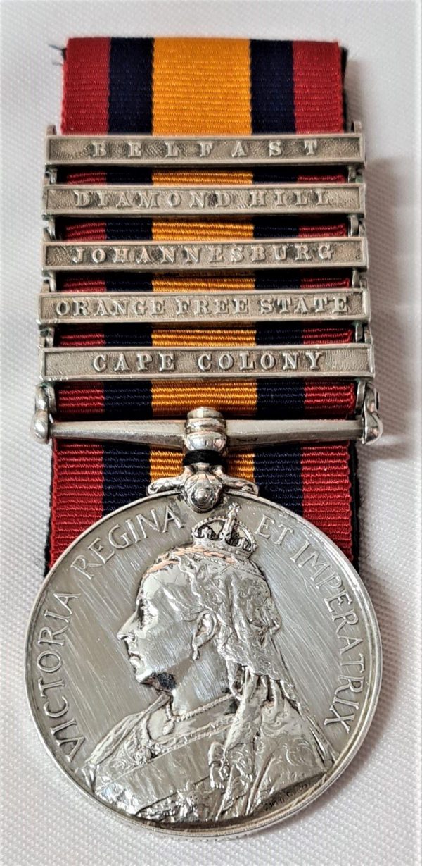 QUEENS SOUTH AFRICA MEDAL 3017 W E CROGHAN 6th INNISKILLING DRAGOONS SERVED WW1