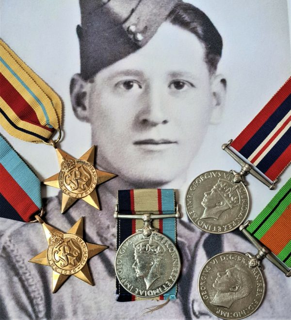 *CRETE* WOUNDED IN ACTION AUSTRALIAN AND POW GUNNER GEORGE 2/3RD A.A.UNIT MEDALS