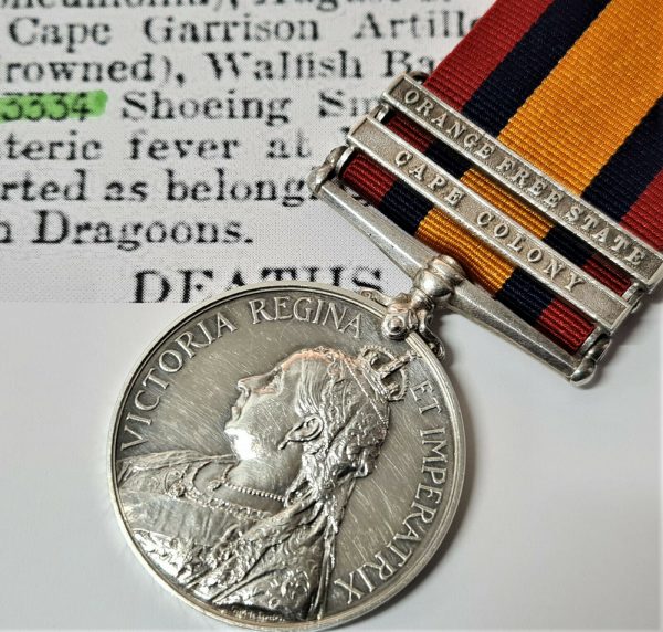 DIED OF DISEASE QUEENS SOUTH AFRICA BOER WAR MEDAL KEEL 6 INNISKILLING DRAGOONS