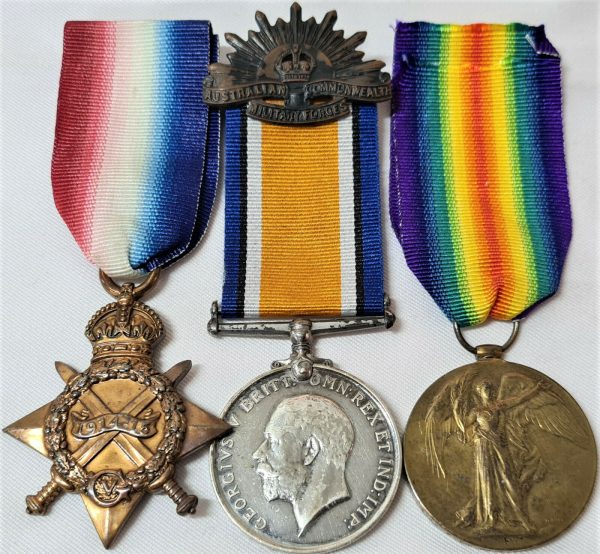 VINTAGE & RARE WW1 AUSTRALIAN ARMY MEDAL TRIO 3128 BERT SANDERS 8TH BN AIF