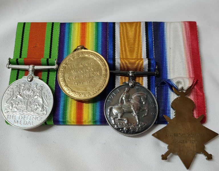 WW1 ROYAL FLYING CORPS, SOUTH WALES BORDERERS MEDALS: HANNAY FRANCE & SALONIKA WW2 HOME GUARD - Image 4