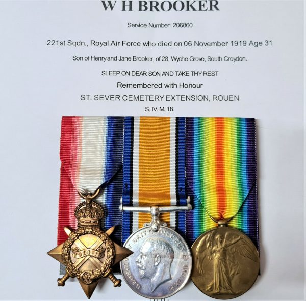 1.R.N.A.S & R.A.F. WW1 RUSSIA DIED OF MALARIA 1919 MEDAL GROUP CPL W H BROOKER