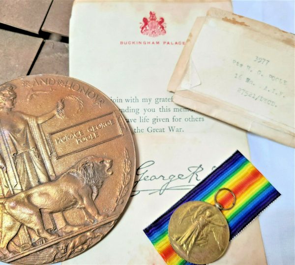 16 BATTALION KIA AUSTRALIAN WW1 VICTORY WAR MEDAL DEATH PLAQUE 3977 POOLE AIF