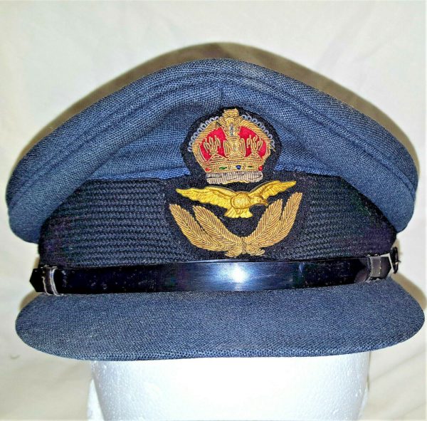 1940'S WW2 ROYAL AIR FORCE OFFICER'S UNIFORM PEAKED SERVICE CAP HONG KONG MADE