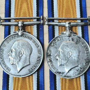 2 x WW1 BRITISH WAR MEDALS MANCHESTER & NORTHAMPTONSHIRE REGIMENT