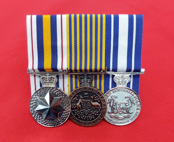 WESTERN AUSTRALIAN POLICE SERVICE MEDAL GROUP MOUNTED TO WEAR