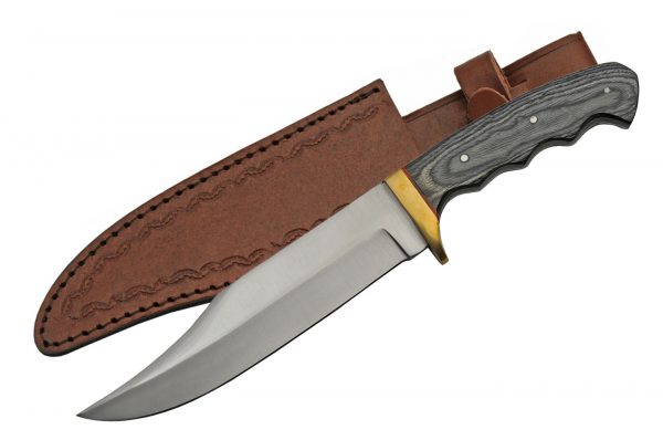 Bowie Knife 30cm Classic Black Grey Handle Fixed Blade Knife