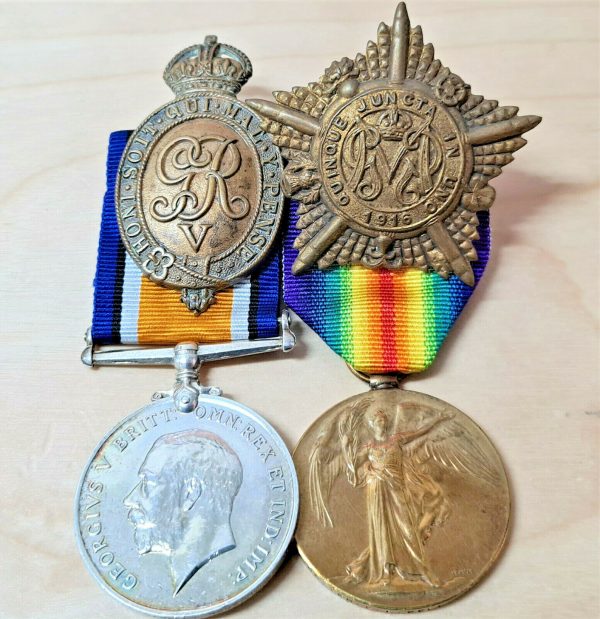 GUARDS MACHINE GUN REGIMENT & HOUSEHOLD BN WW1 WOUNDED MEDALS & BADGE 2799 BELL