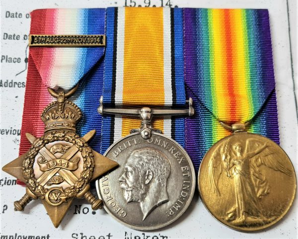 HOWE BATTALION ANTWERP WW1 ROYAL NAVAL DIVISION 1914 MEDAL GROUP SX4/213 HILLMAN