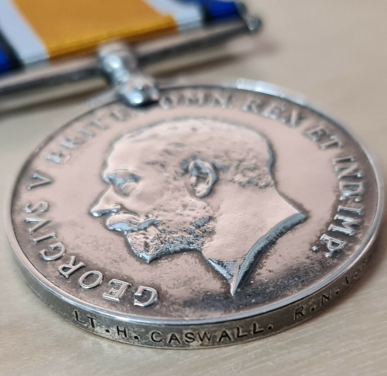 MARCONI OPERATOR WW1 TORPEDO ATTACK SURVIVOR MEDAL TO LT CASWALL. R.N.V.R.