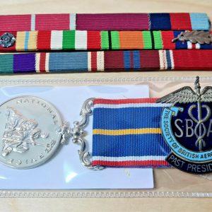 MEDAL, RIBBONS & AEROSPACE PRESIDENTS BADGE AIR MARHSAL SIR EDOUARD GRUNDY RAF