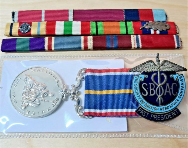 MEDAL, RIBBONS & AEROSPACE PRESIDENTS BADGE AIR MARHSAL SIR EDOUARD GRUNDY RAF