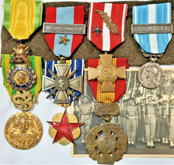 POST WW2 FRENCH INDOCHINA FOREIGN LEGION BRAVERY AND WOUNDED ACTION MEDAL GROUP