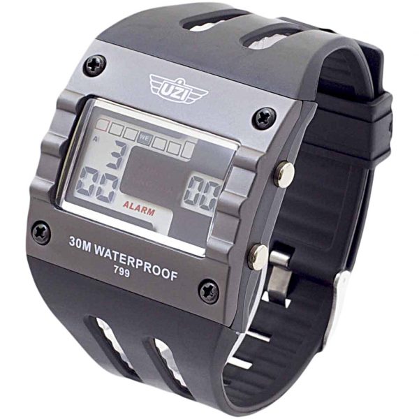 UZI DIGITAL SPORTS WATCH 1.625″ RECTANGULAR FACE BLACK