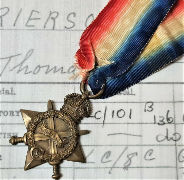 WW1 1914/15 STAR MEDAL 20674 PTE GRIERSON 13TH BN LIVERPOOL REGIMENT LABOUR CORP