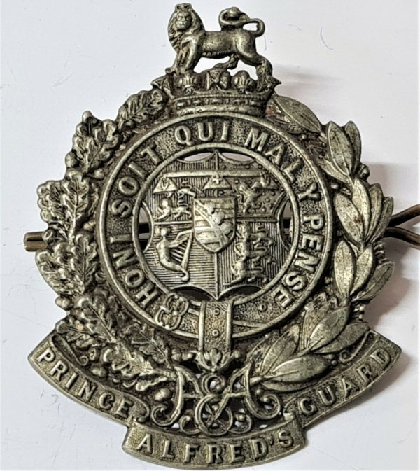 WW1 ERA SOUTH AFRICA ARMY PRINCE ALFRED'S GUARD UNIFORM CAP BADGE