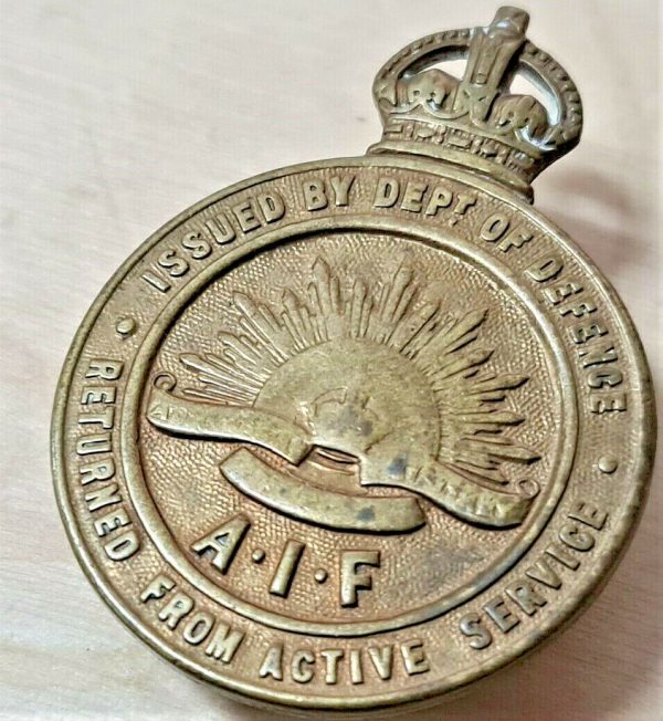 WW1 THE AUSTRALIAN RETURNED FROM ACTIVE SERVICE BADGE MEDAL ANZAC