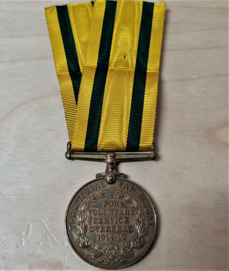 WW1 TWICE WOUNDED TERRITORIAL SERVICES WAR MEDAL 1974 PARSONS VILLERS BRETONNEUX