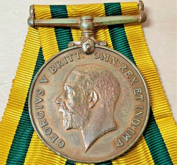 WW1 TWICE WOUNDED TERRITORIAL SERVICES WAR MEDAL 1974 PARSONS VILLERS BRETONNEUX