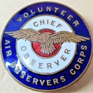 WW2 AUSTRALIAN AIR OBSERVER CORPS VOLUNTEER UNIFORM BADGE STOKES