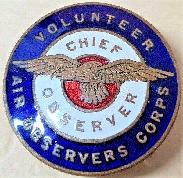 WW2 AUSTRALIAN AIR OBSERVER CORPS VOLUNTEER UNIFORM BADGE STOKES