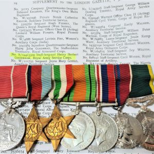 WW2 BRITISH EMPIRE MEDAL GROUP STAFF SERGEANT GOODRHAM. ROYAL ARMY SERVICE CORPS