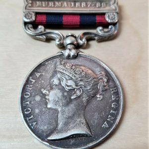 INDIA GENERAL SERVICE MEDAL BURMA 1887-89 1209 GEORGE HOLMES 2ND BN LEICESTERS