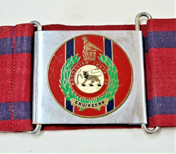 POST WW2 VINTAGE RHODESIAN ARMY ENGINEERS UNIFORM STABLE BELT & BUCKLE