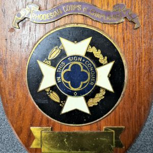 VINTAGE RHODESIAN ARMY CORPS OF CHAPLAINS WOODEN WALL PLAQUE