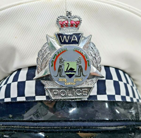 Vintage Western Australian Police ‘white’ uniform peaked cap 1980's