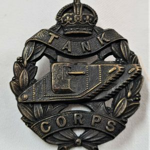 WW1 BRITISH ARMY TANK CORPS UNIFORM CAP BADGE