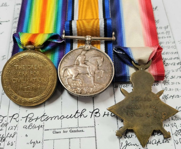 BRITISH WW1 MEDAL GROUP: BATTLE OF DOGGER BANK: 190665 JOHN PERRY ROYAL NAVY - Image 2