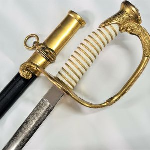 POST WW2 US NAVY USN 1852 PATTERN OFFICERS PRESENTATION SWORD & SCABBARD