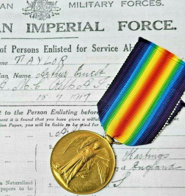 WW1 AUSTRALIAN ARMY MEDICAL CORPS DOCTORS VICTORY MEDAL TO CAPTAIN TAYLOR