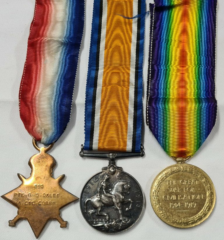 WW1 BRITISH ARMY MEDAL GROUP 895 PRIVATE OXLEY ARMY CYCLIST CORPS 50TH DIVISION - Image 2