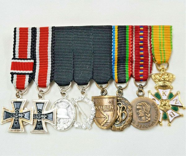 WW2 GERMAN 1957 UNIFORM MINIATURE MEDAL BAR IRON CROSS ETC